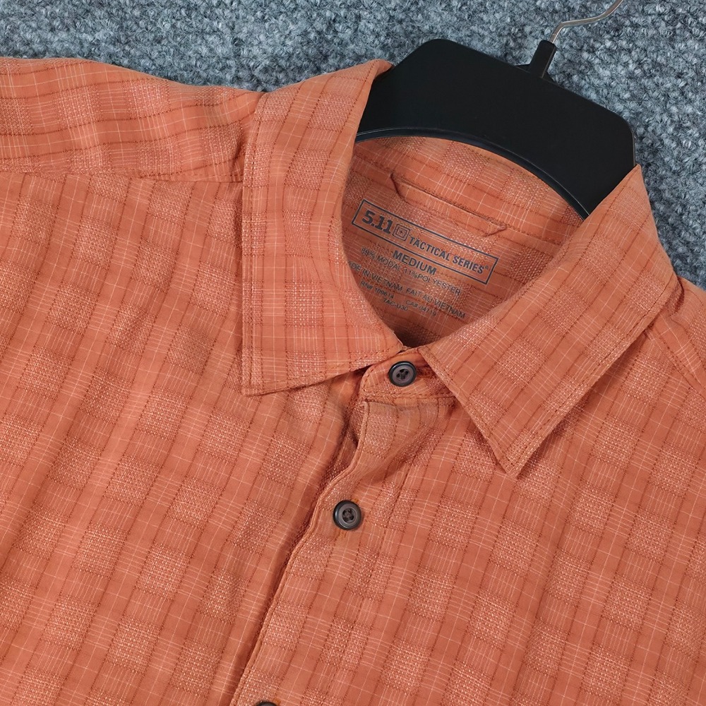 5.11 Tactical Series Tac-U30 Mens Medium Orange Short Sleeve Snap Down Shirt